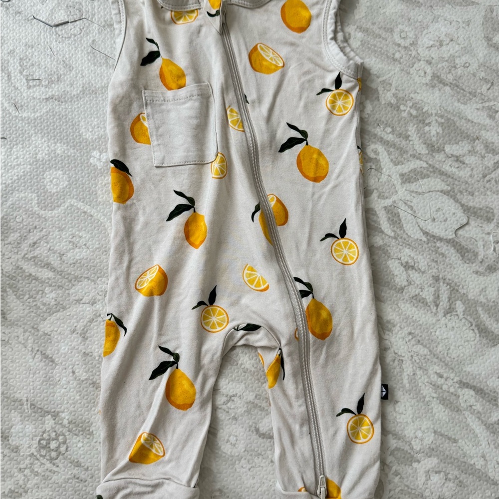 Kyte BABY Cream One Piece with Yellow Lemon Print